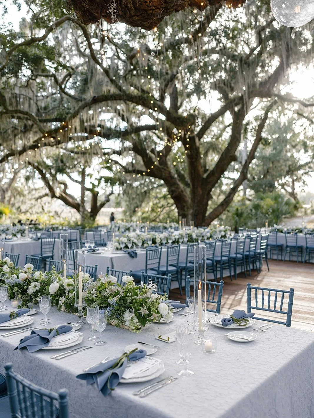 The seated dinner of our dreams ✨

Timeless, dripping in drama, and set beneath cascading Spanish moss. Floral-adorned tables glow softly under twinkling lights, while a gentle piece from the baby grand drifts through the space. 

[ 📸: @juliawade ]