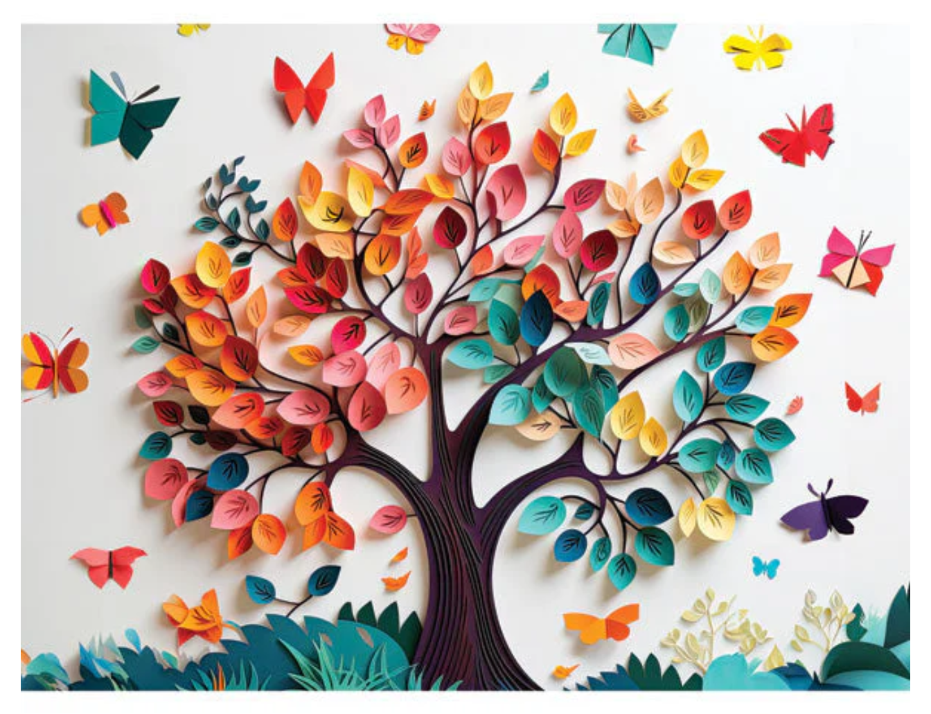 colorful tree with butterflies backdrop option by findlay photographer