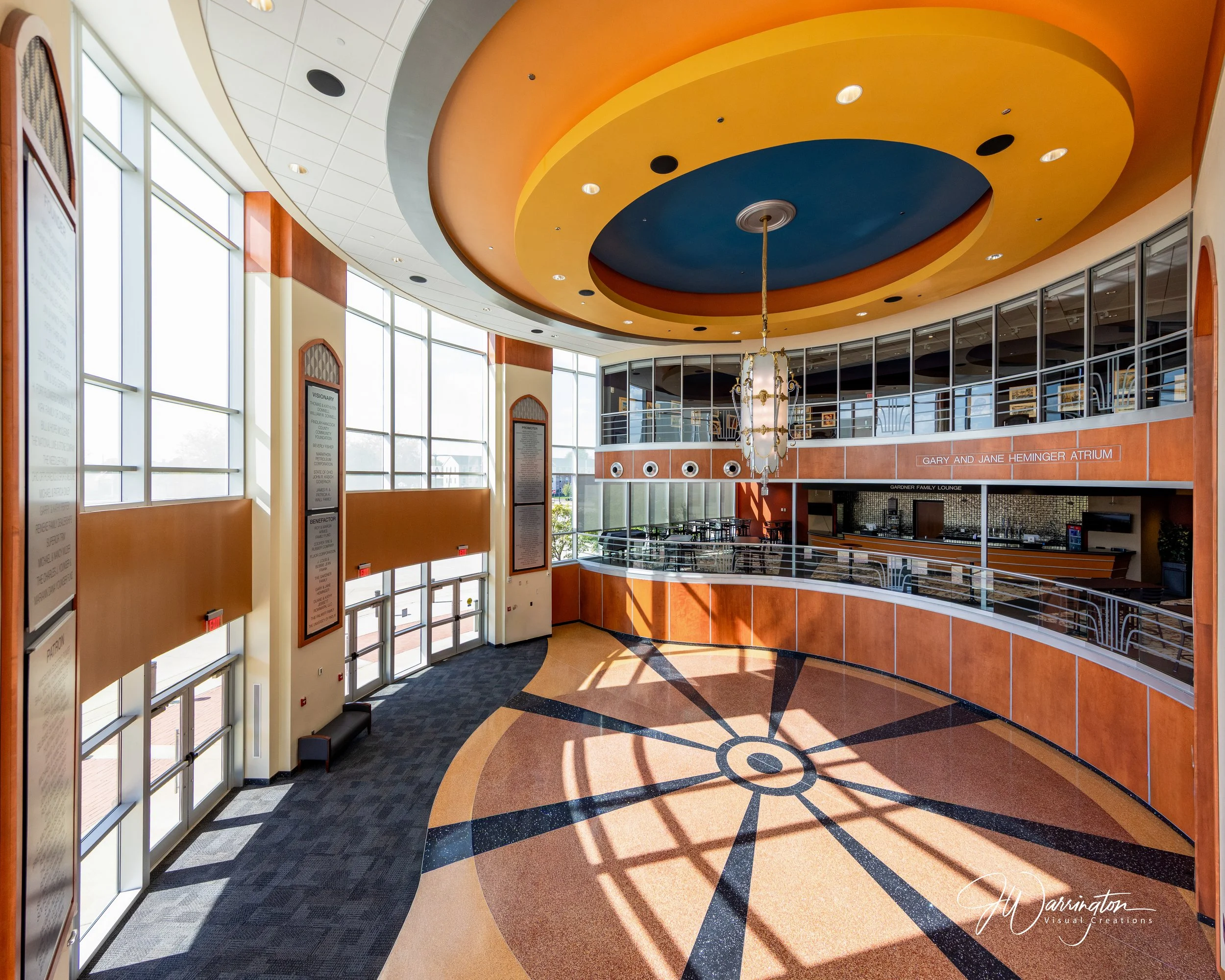 Beautiful Gary and Jane Atrium with chandelier architecture photography by northwest ohio photographer