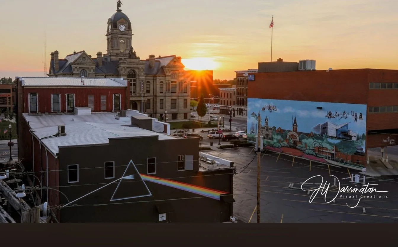 Aerial view of downtown findlay ohio photographed by northwest ohio photographer