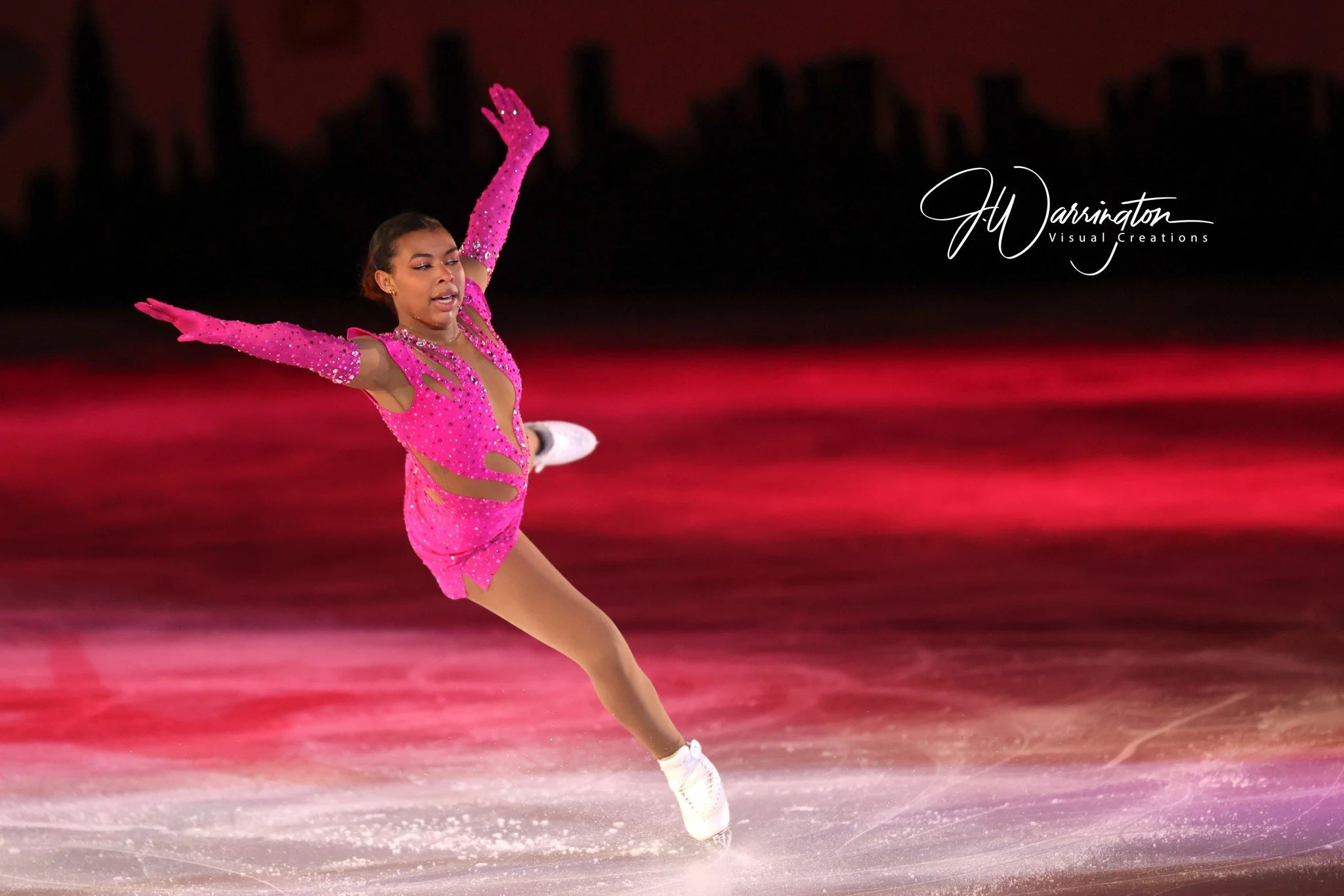 beautiful pink and red ice skating event image by northwest ohio photographer