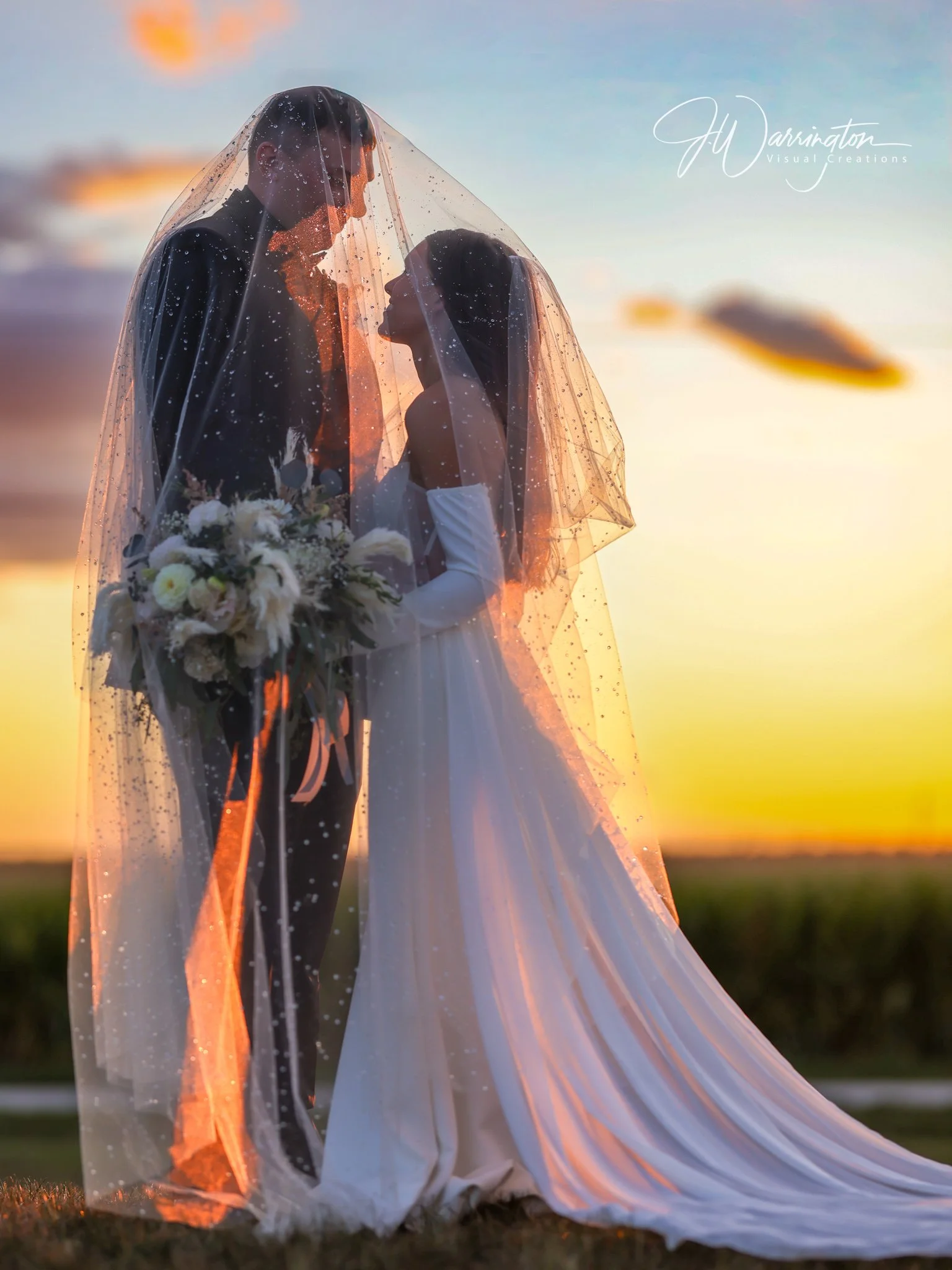 Bride and Groom at sunset.