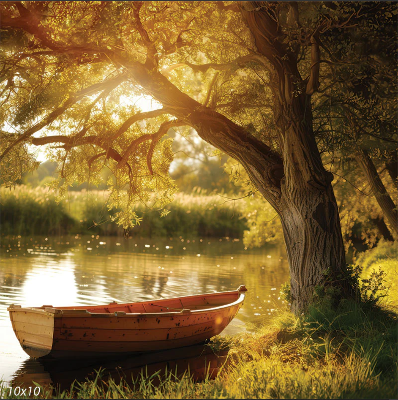 Golden hour boat treet and lake backdrop option by findlay photographer