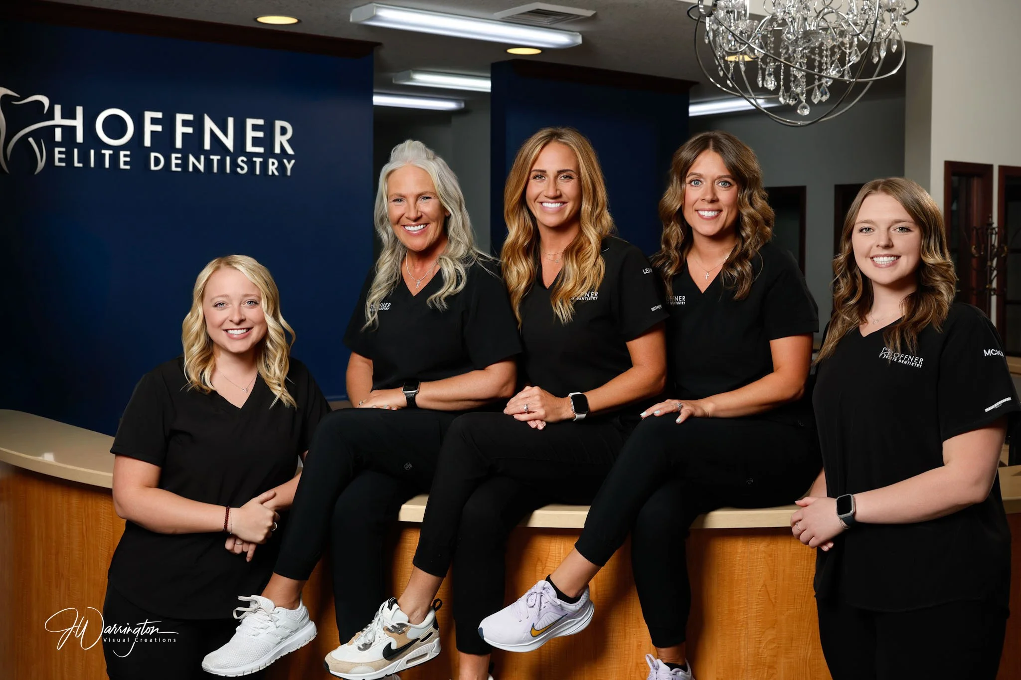 Hoffner Elite Dentistry Team lobby commercial branding image.