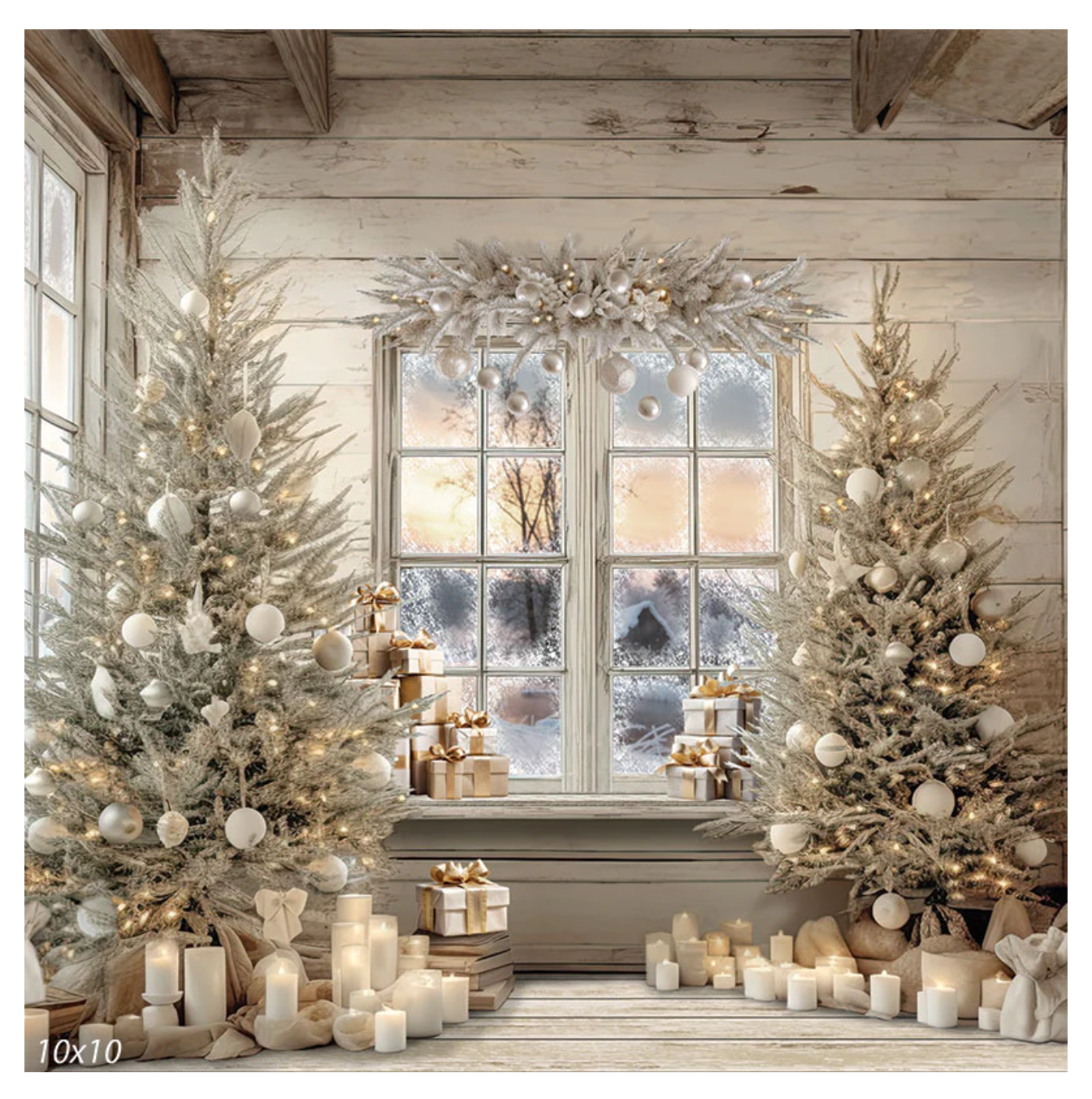 White 2 christmas trees backdrop option by findlay photographer