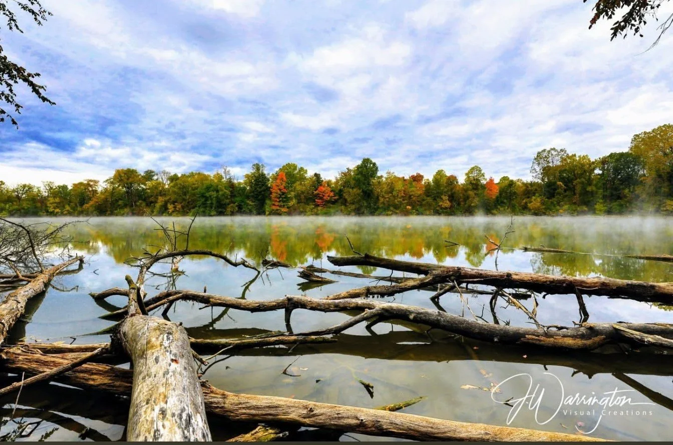 scenic mist over a calm lake photographed by northwest ohio photographer