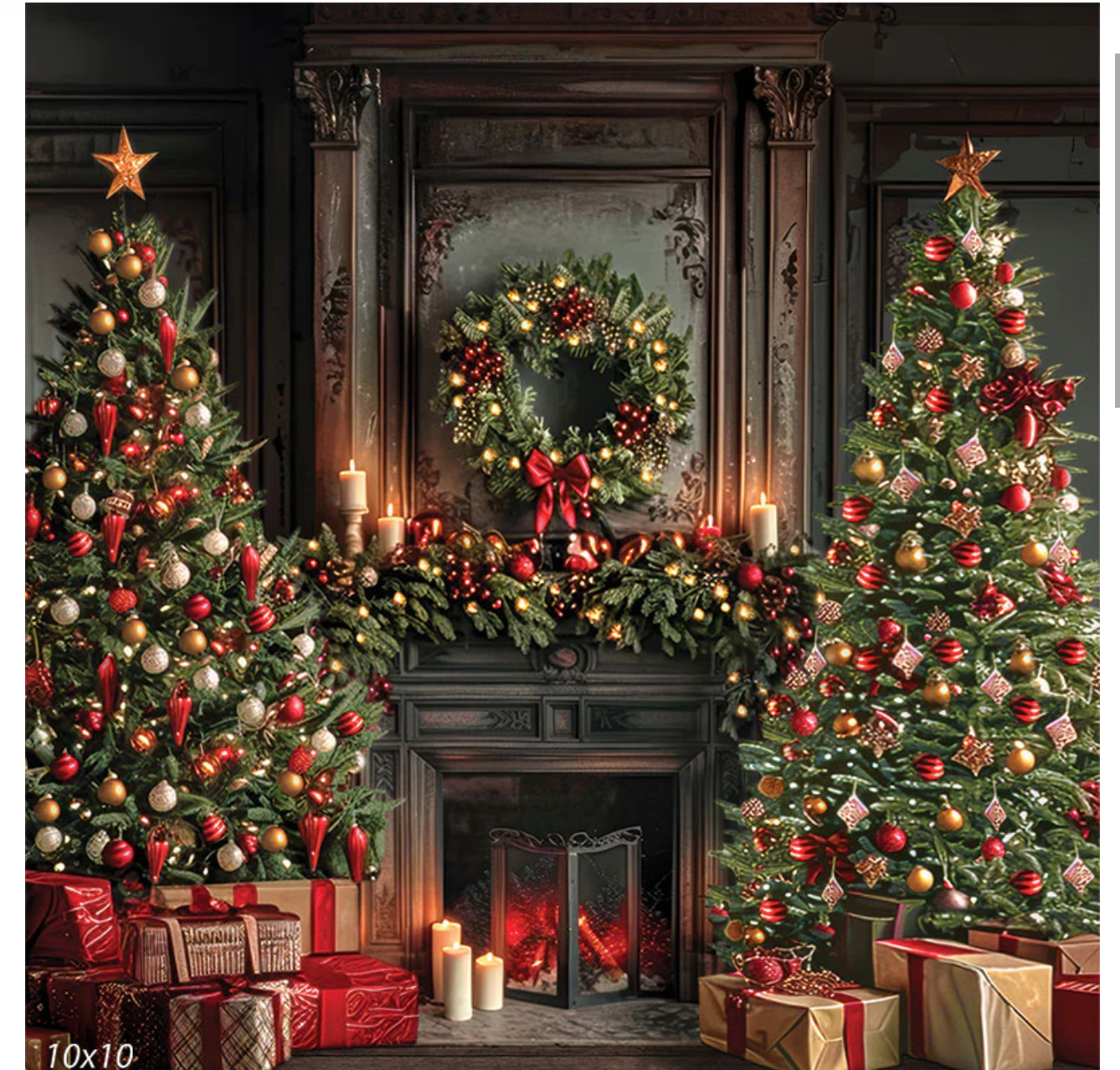 Christmas fireplace mantel backdrop option by findlay photographer 
