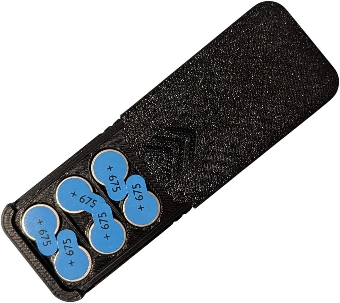 Size 675 Hearing Aid Pocket Size Battery Case - Black (6)