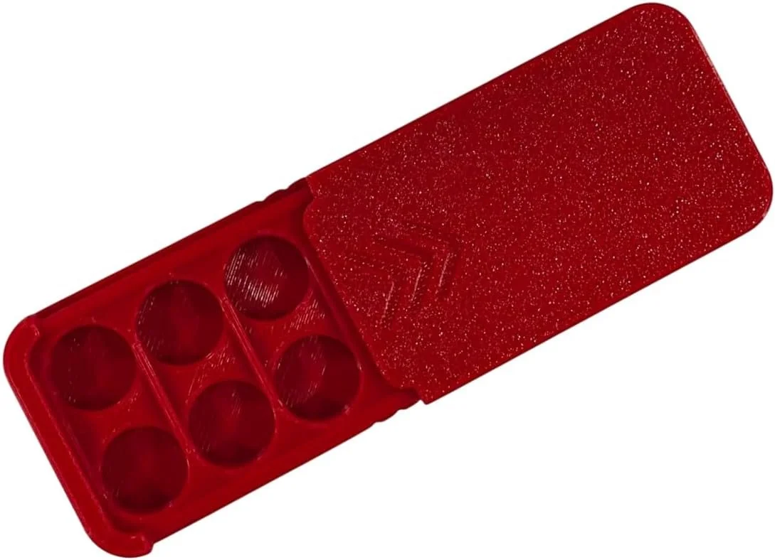 Size 675 Hearing Aid Pocket Size Battery Case - Red (6)