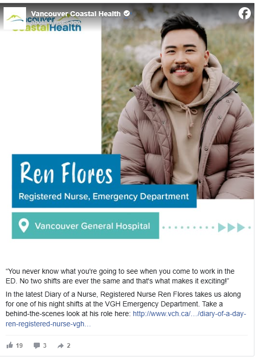 Diary of a Nurse campaign featuring nurses across VCH to celebrate Nursing Week. 