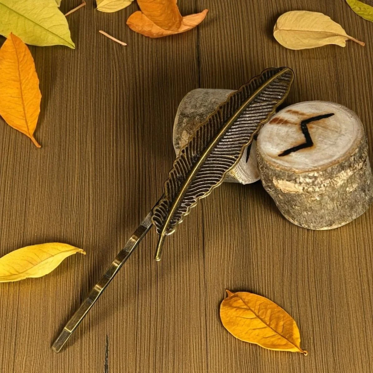Antique Bronze Feather Hair Clip
