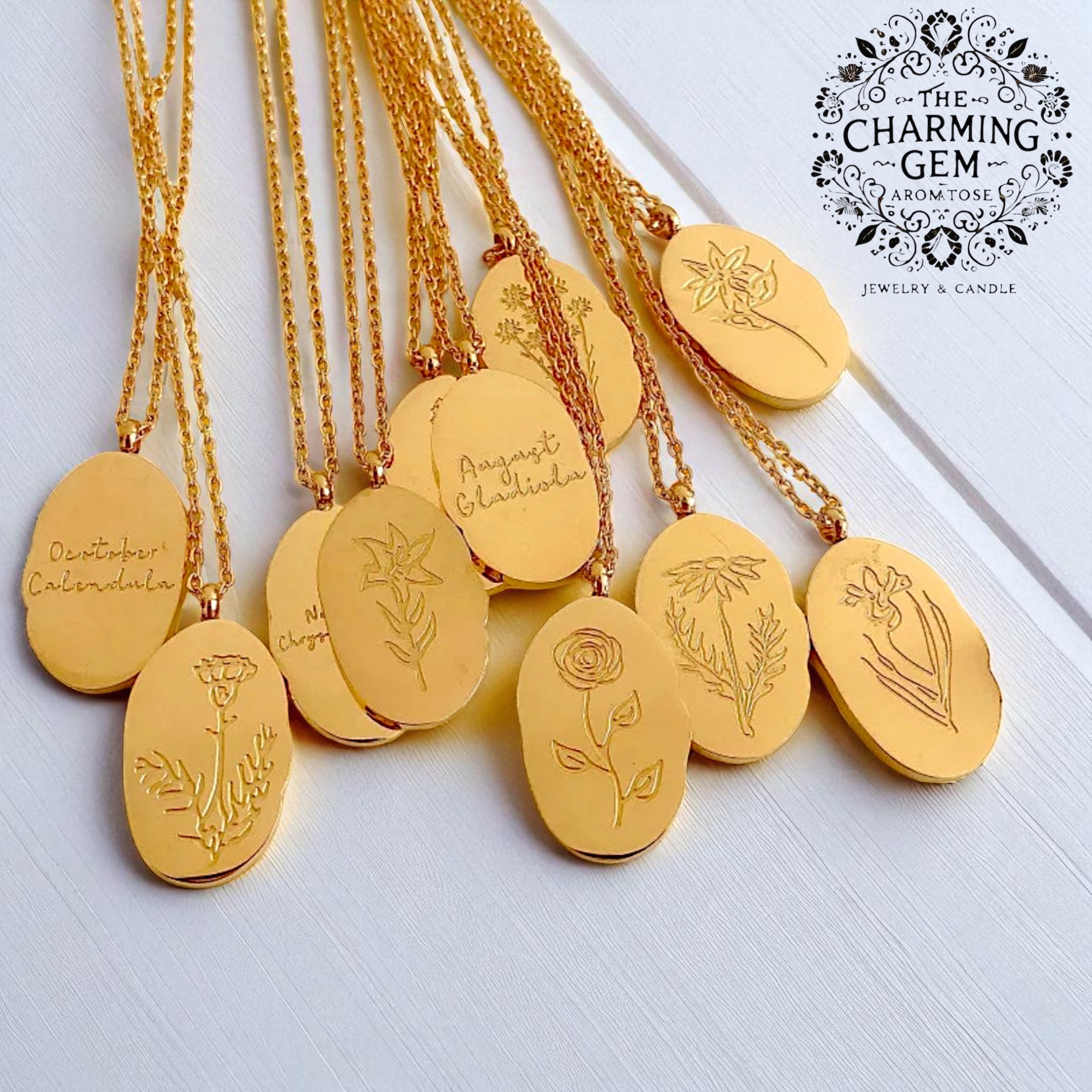 Birth Flower Necklace – Gold Botanical Pendant