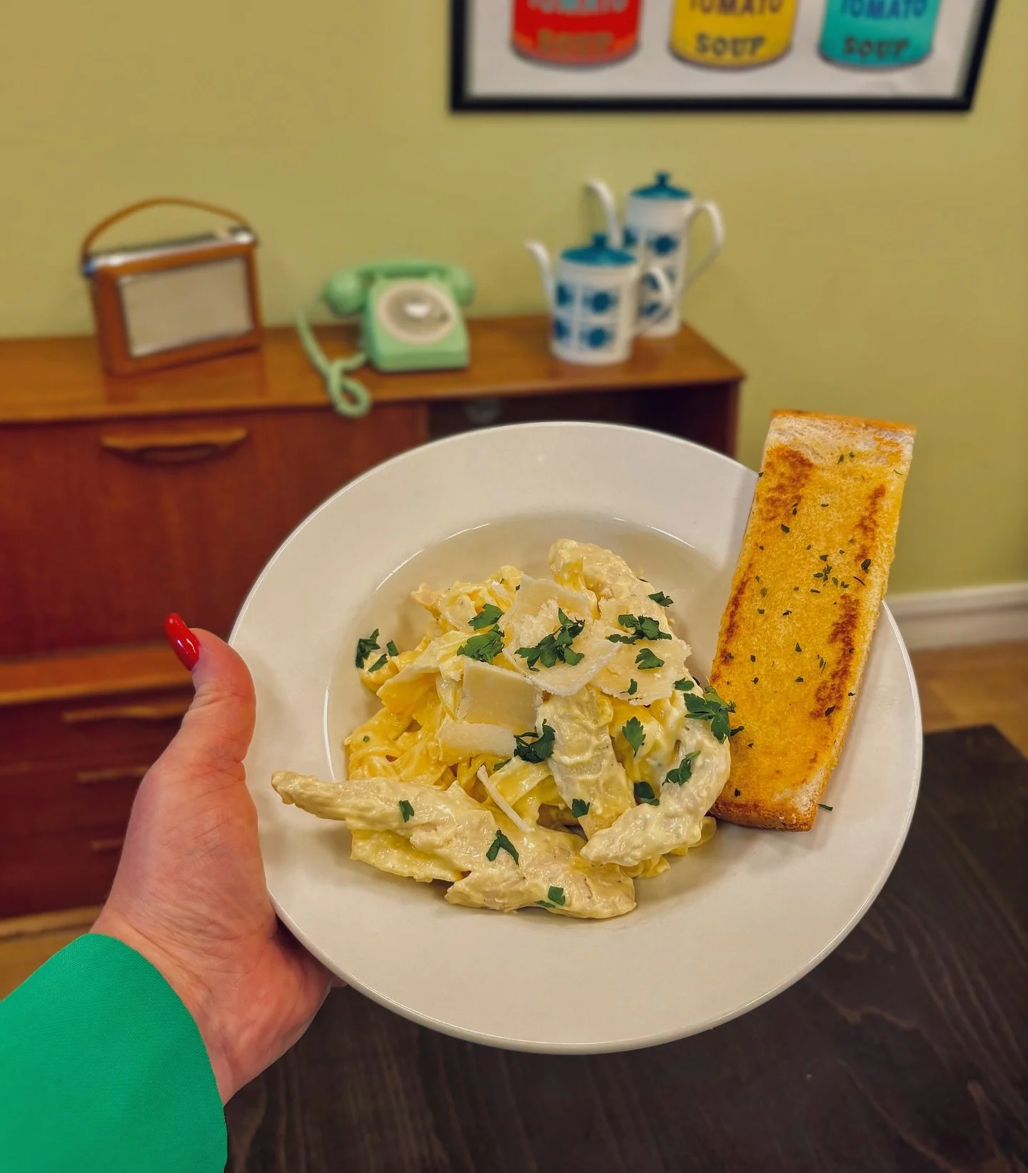 📞 Ring, Ring! Your Comfort Food is Calling! 📞

Next week&rsquo;s Special of the Week is: Creamy Chicken Alfredo! 🍝

Rich, velvety, and utterly comforting, this pasta perfection is served with a generous side of our delicious, toasted garlic bread.