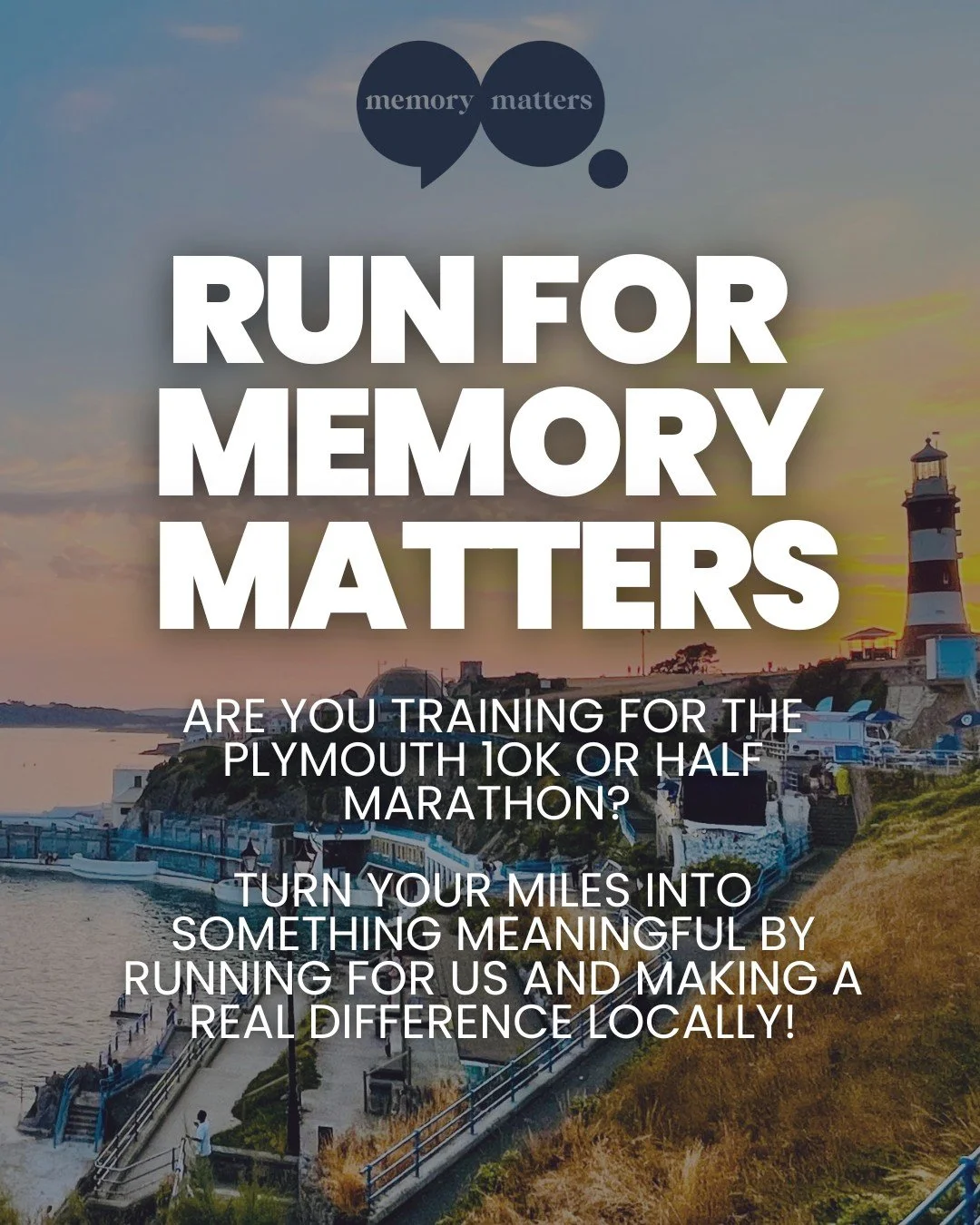 Run Plymouth &ndash; will you run for Memory Matters? 🧠🏃&zwj;♀️ 

Are you training for the Plymouth 10K or Half Marathon and deciding which charity to support? We&rsquo;d love you to choose Memory Matters!

By choosing to run for us, your miles hel
