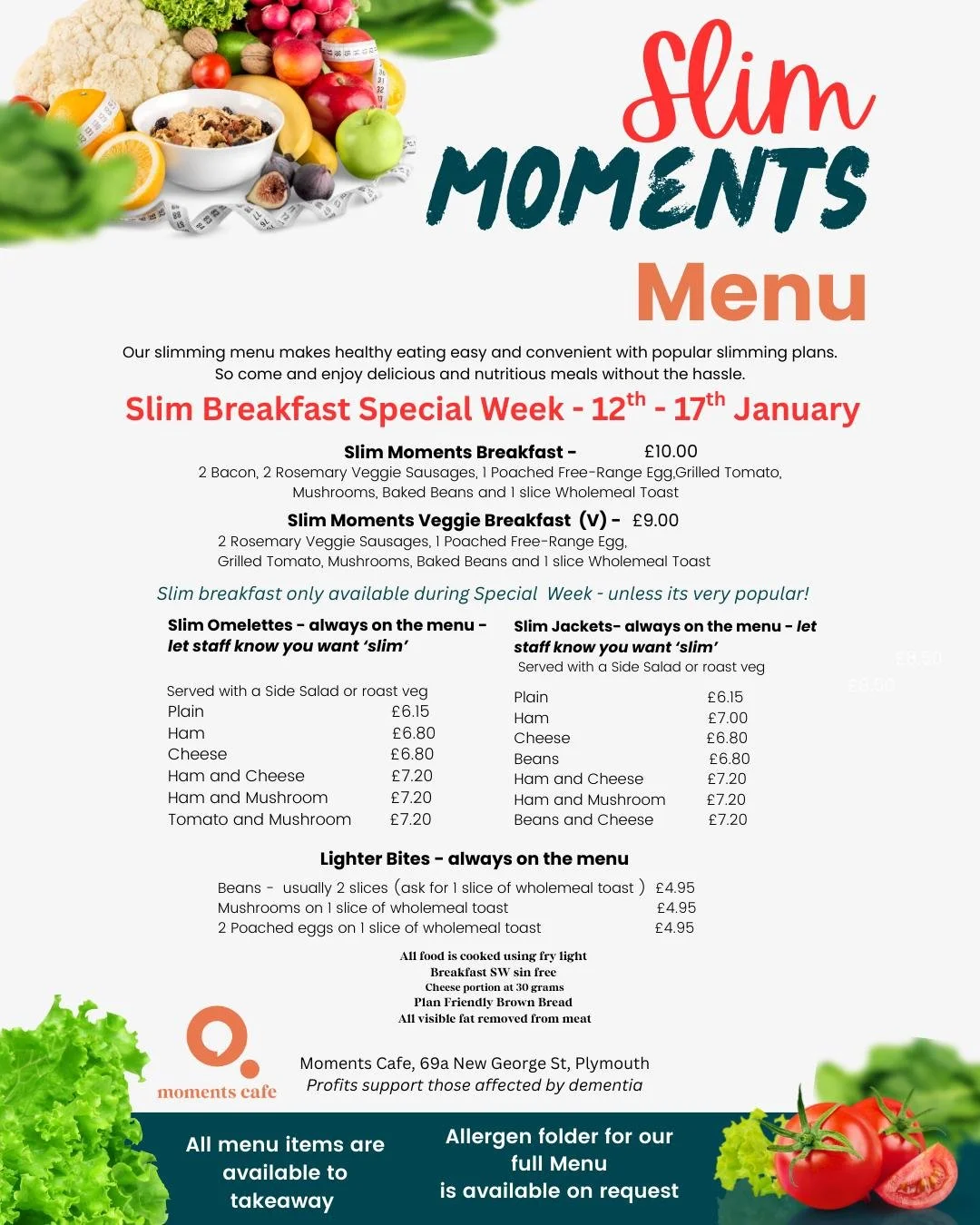 New year&hellip; new habits (but still great food 😉) ✨

January is all about fresh starts, and our Slimming Week makes sticking to those resolutions easy and enjoyable.

From hearty breakfasts to lighter bites, our Slim Menu is packed with the flavo