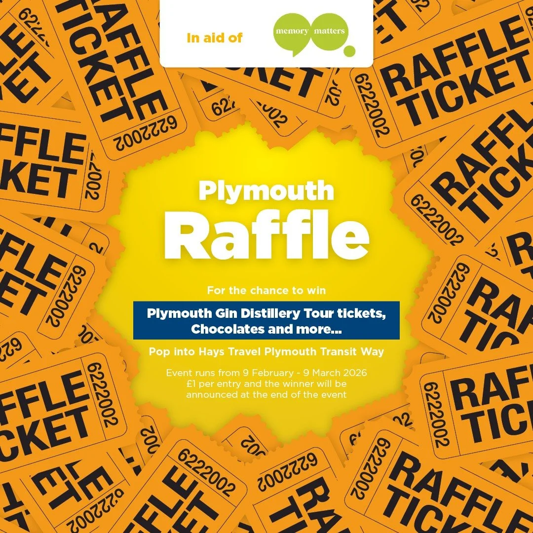 The lovely team at Hays Travel Plymouth Transit Way are going above and beyond by hosting a raffle in support of Memory Matters Plymouth 🫶✨

We are so incredibly grateful for their kindness and community spirit. It means the world to have local busi