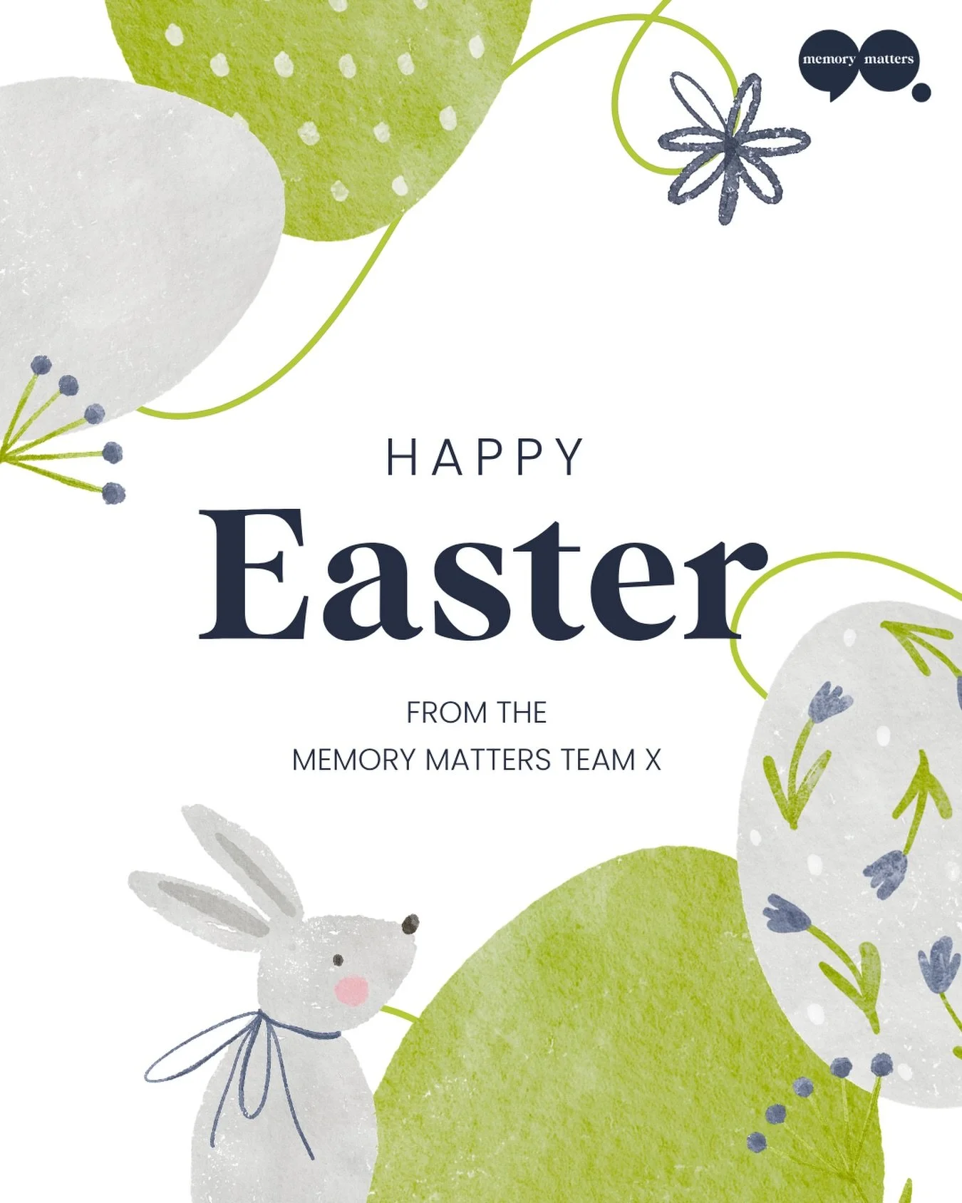 🌼 Happy Easter from the Memory Matters team 🌼

Sending warm wishes to all our supporters, families, and those we walk alongside every day 💛

Your kindness helps us continue empowering people living with dementia to thrive.

Thank you for being par