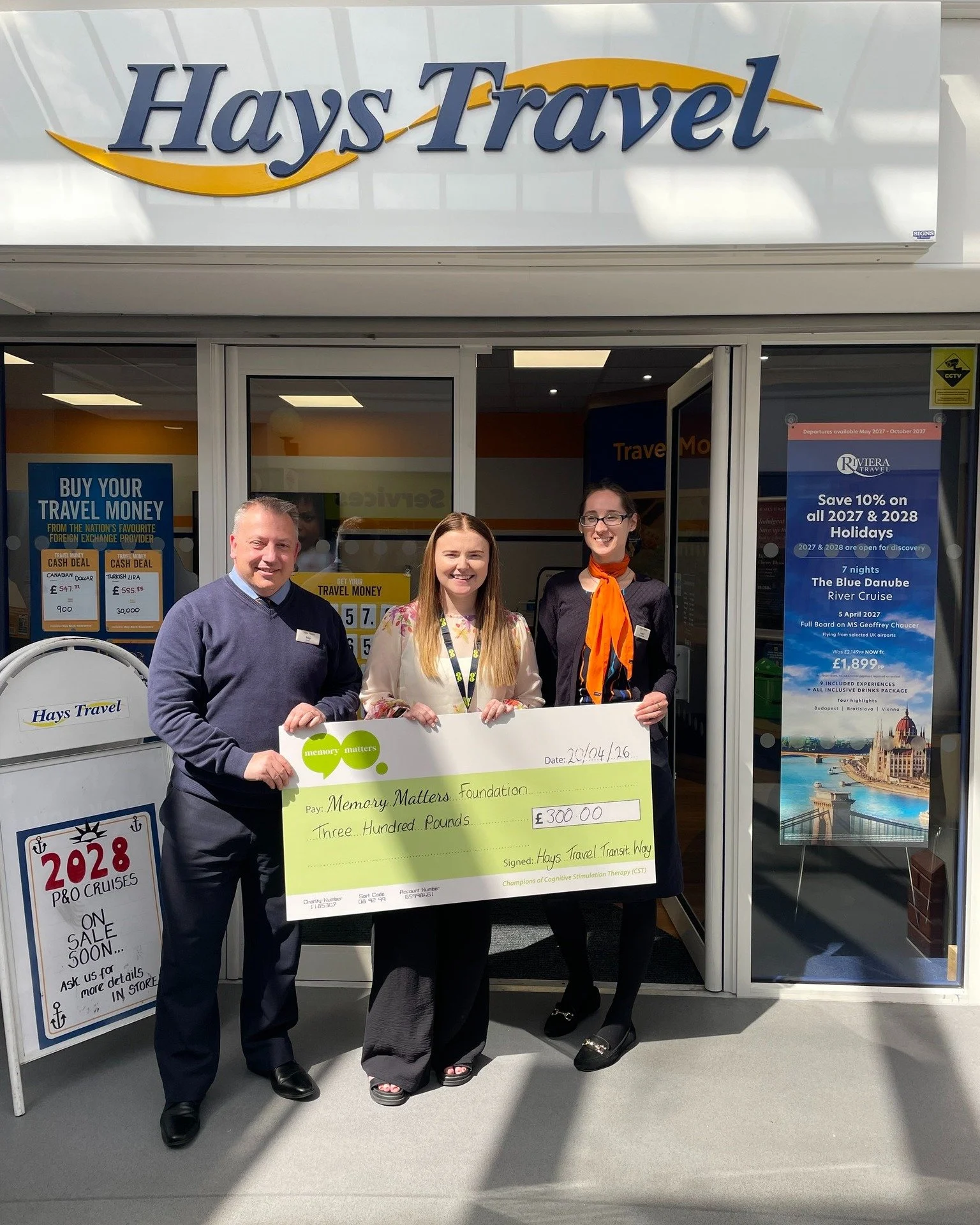 Look what our amazing community did&hellip; 💙✨

A huge thank you to Hays Travel for raising &pound;300 for Memory Matters Foundation 🙌

This support helps provide vital services for people living with dementia and their families&mdash;from safe, we
