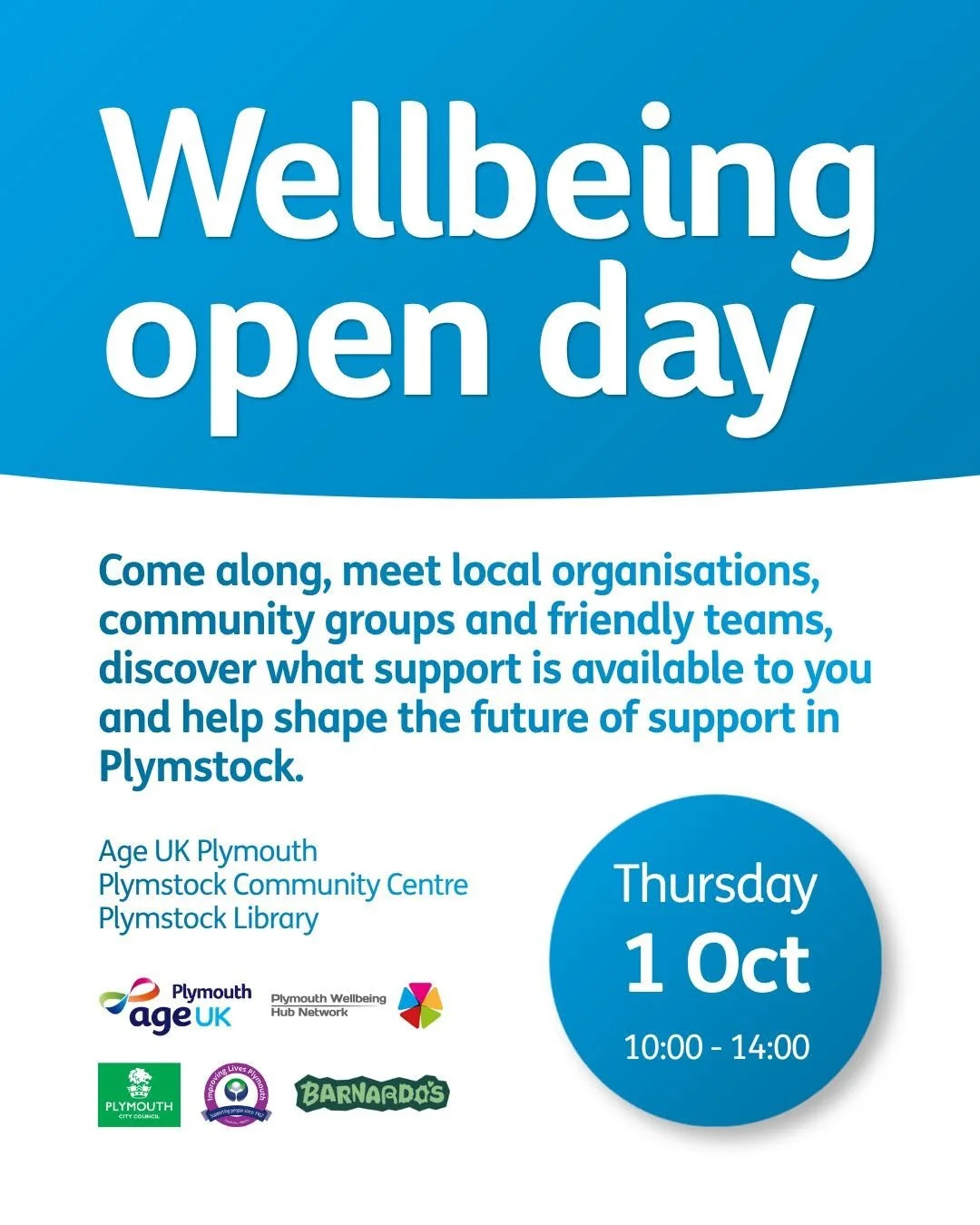 We&rsquo;re looking forward to joining the Wellbeing Open Day this Thursday! 💙

Our Dementia Advisor Debbie will be there representing Memory Matters, alongside local organisations and community groups, celebrating International Day of Older Persons