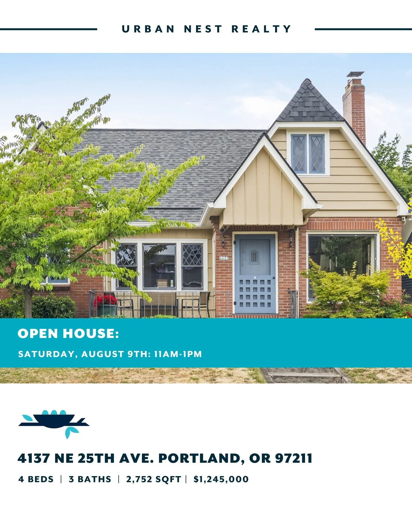 Your weekend home tour starts here 🏡 Come by, say hi, and see what&rsquo;s new on the market!

Saturday, August 9th:
4137 NE 25th Ave. Portland, OR 97211
11AM&ndash;1PM

842 N Killingsworth St. Portland, OR 97211
11AM&ndash;1PM

19625 Suncrest Dr. W