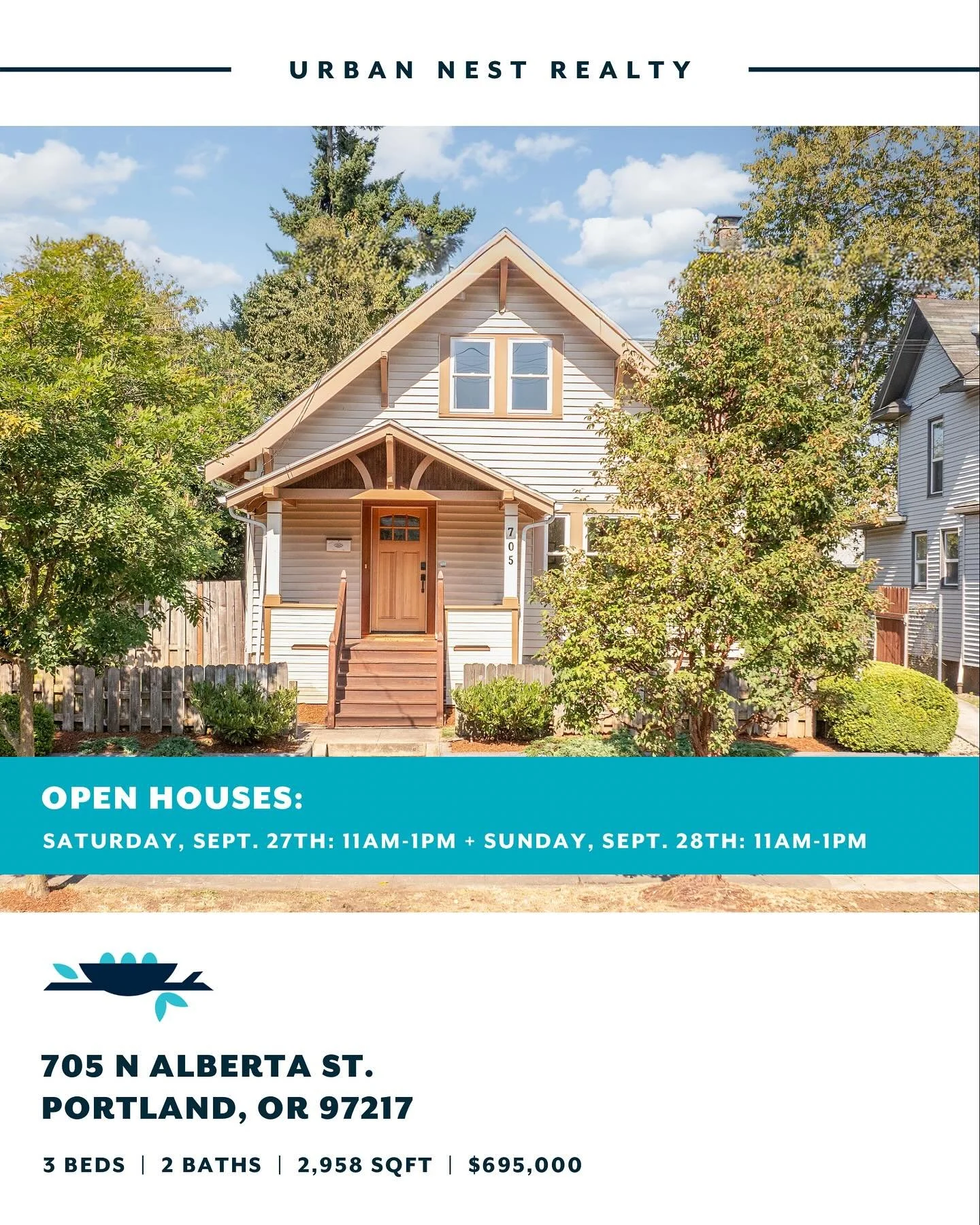 It&rsquo;s a beautiful fall weekend to get out and tour some homes 🍂✨ From Portland charmers to suburban retreats, our open houses are ready for you. Pop in, say hi, and see which one feels like home.

🏡 Saturday, September 27th:

705 N Alberta St.