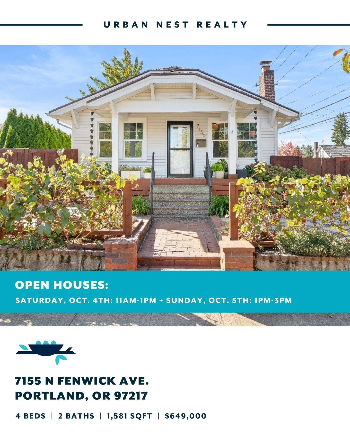 The first weekend of October is off with a bang! 🍁✨ Crisp air, cozy vibes, and a fantastic lineup of open houses &mdash; come say hi and see which one could be your fall dream home. 

🏡 Saturday, October 4th:

7155 N Fenwick Ave. Portland, OR 97217