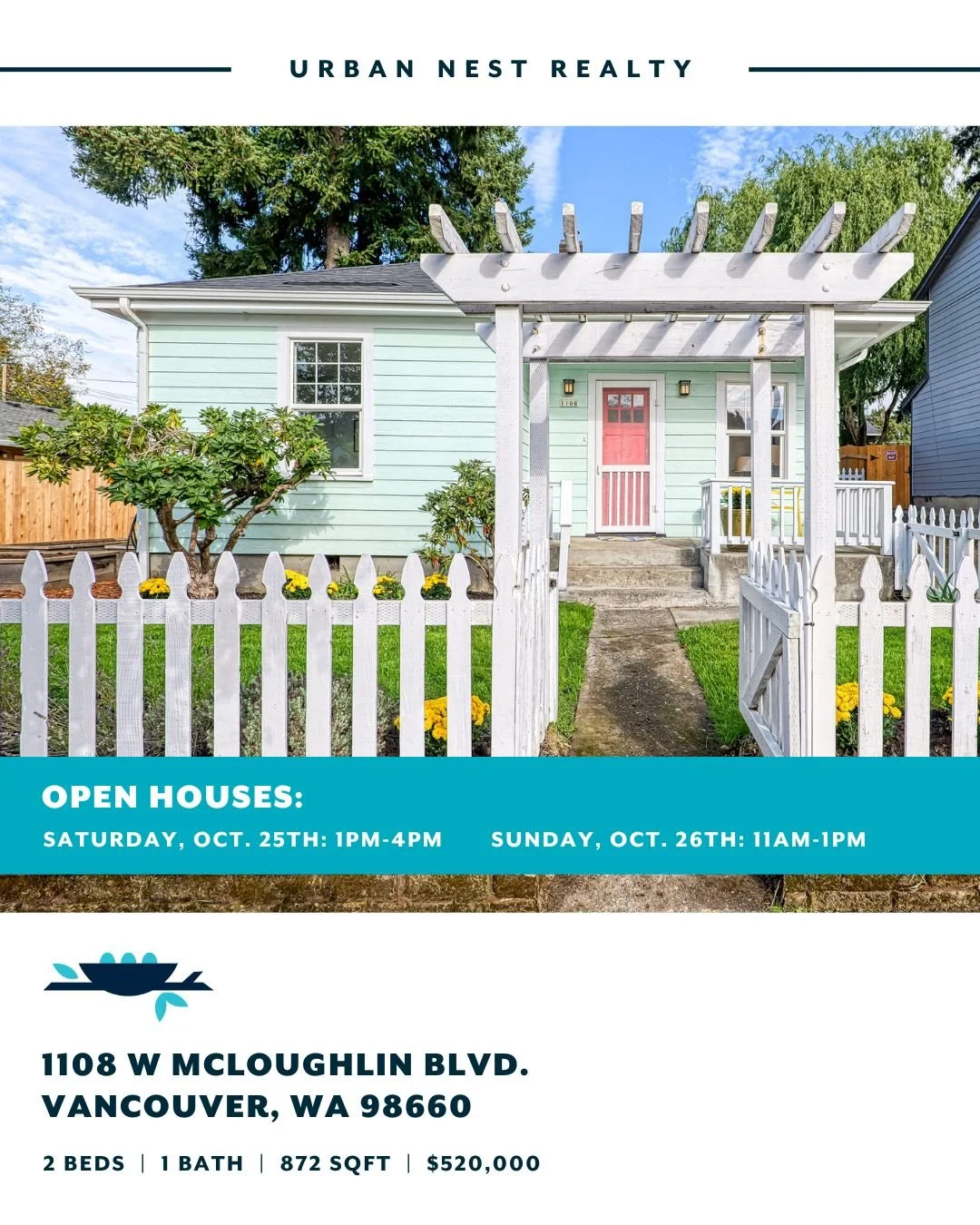 The rain&rsquo;s back, but so are open houses! ☕️ Bundle up and come find your next cozy spot to call home.
🏡 Saturday, October 25th: 
4735 SE Bush Street, Portland 97206
11am-1pm
🏡 Saturday, Oct 25th &amp; Sunday, Oct 26th: 
1108 W McLoughlin Blvd