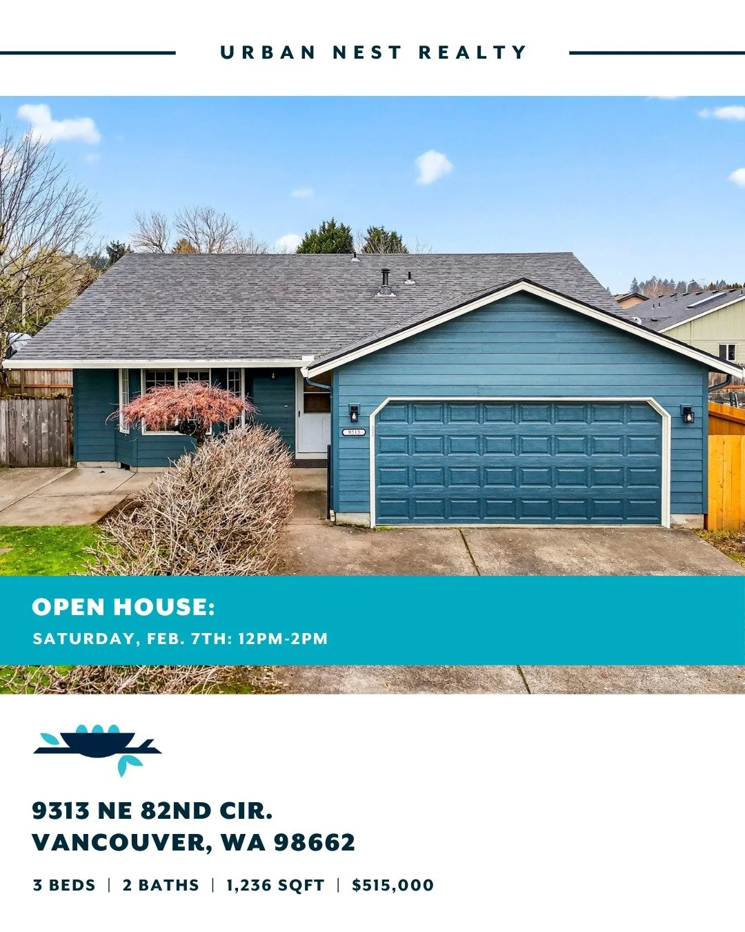 Doors are open this weekend ! Come take a look at what&rsquo;s new around town.

Saturday, February 7th:

9313 NE 82nd Cir, Vancouver, WA 98662
12pm&ndash;2pm

10710 S Moapa Ave, Portland, OR 97219
12pm&ndash;2pm

Sunday, February 8th:

108 NE Canvas