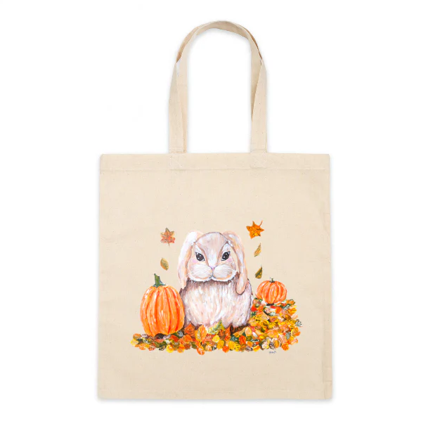 Cotton Tote Bag: Fall Bunny