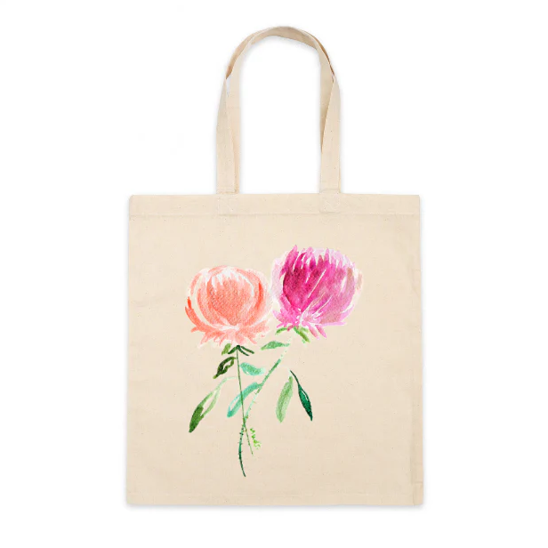 Cotton Tote Bag: Peonies