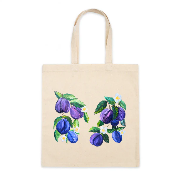 Cotton Tote Bag: Plums