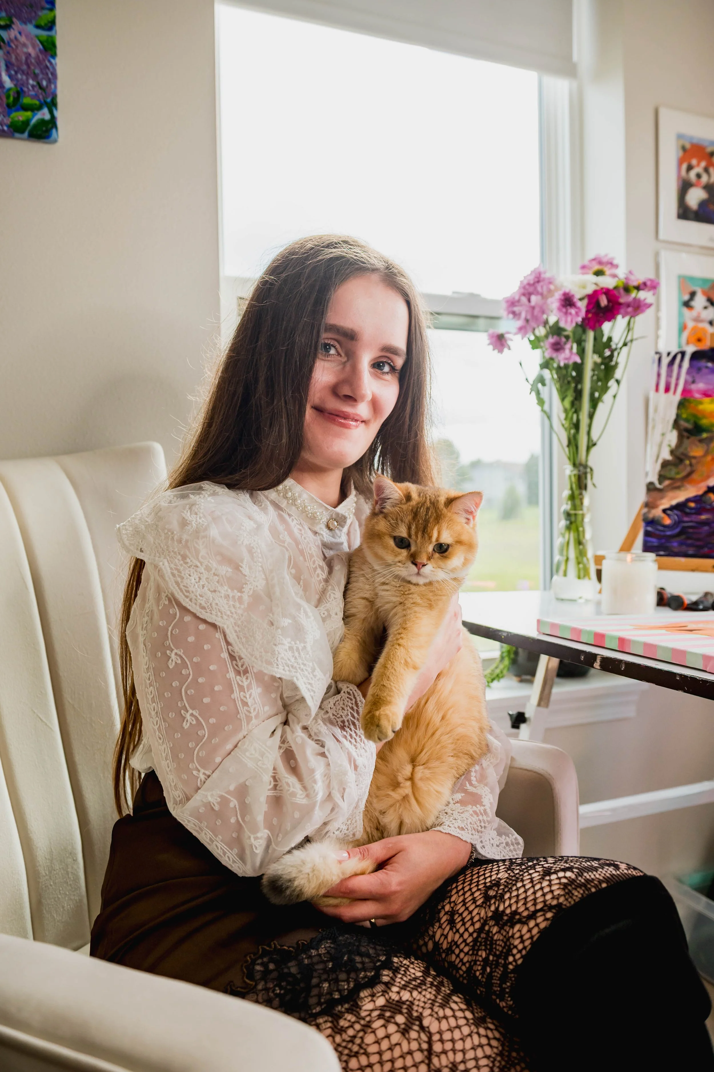 Artist Marta with her cat
