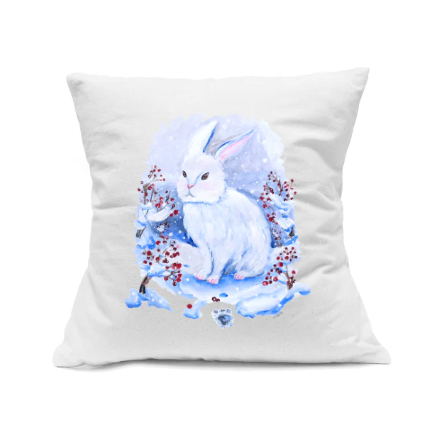 Cotton Pillow: Winter Bunny