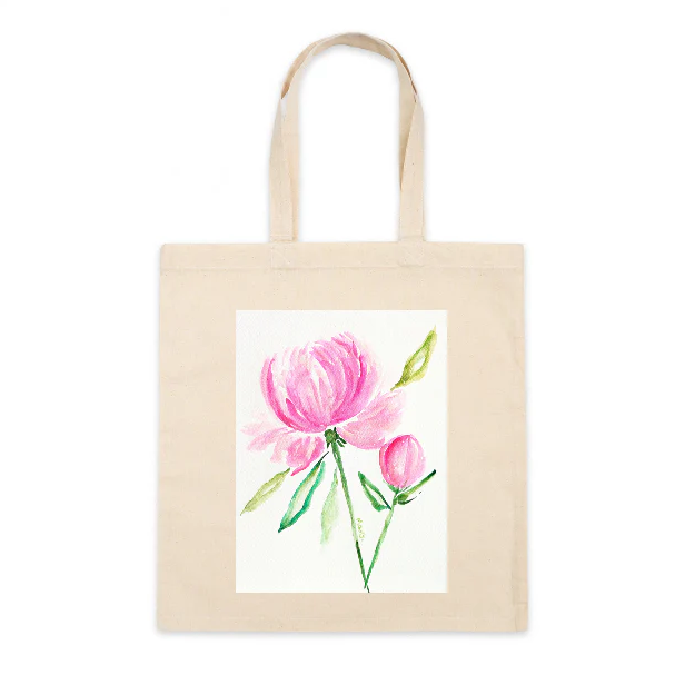 Cotton Tote Bag: Pink Peony