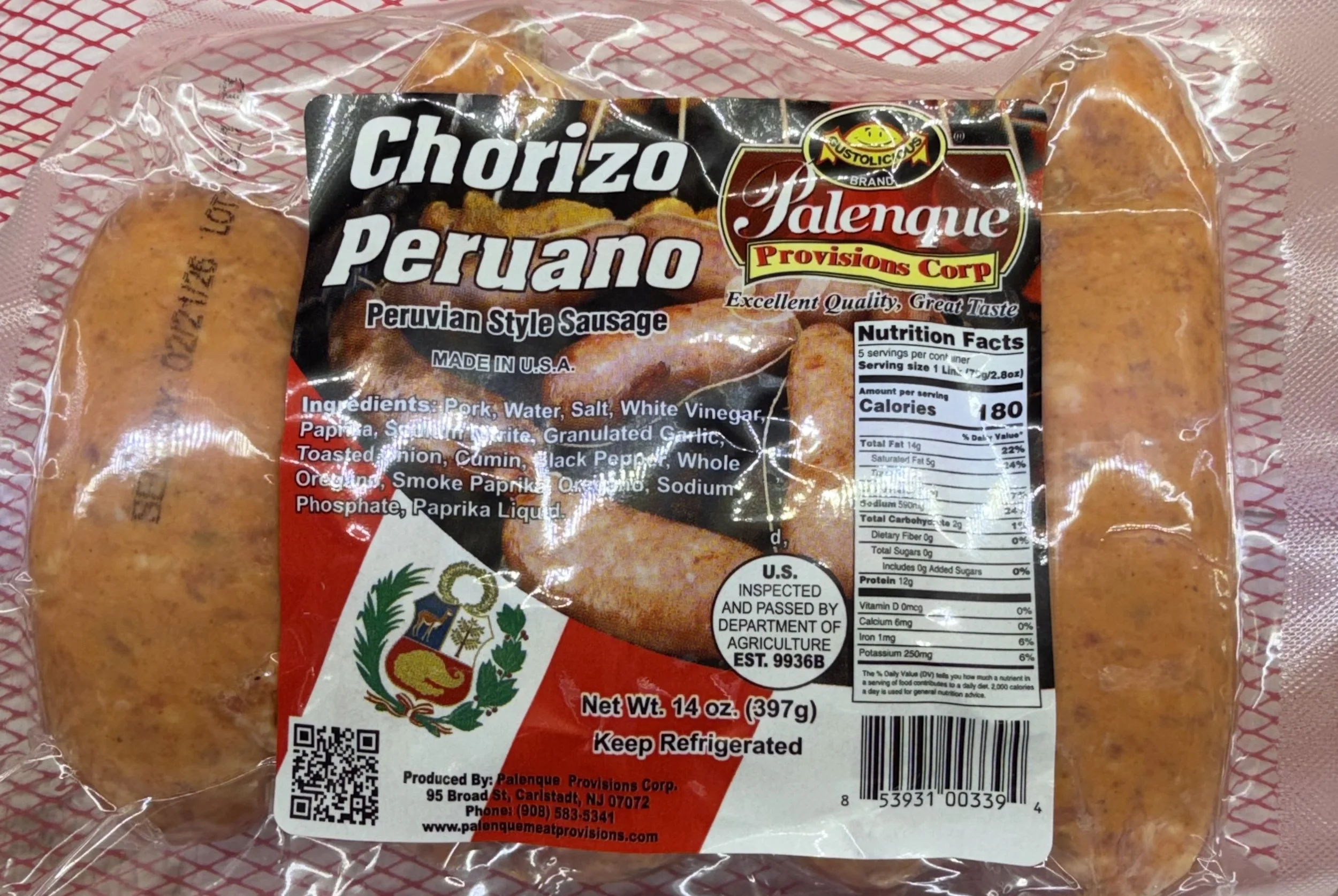 Chorizo Peruano Palenque - 16 Packs per case