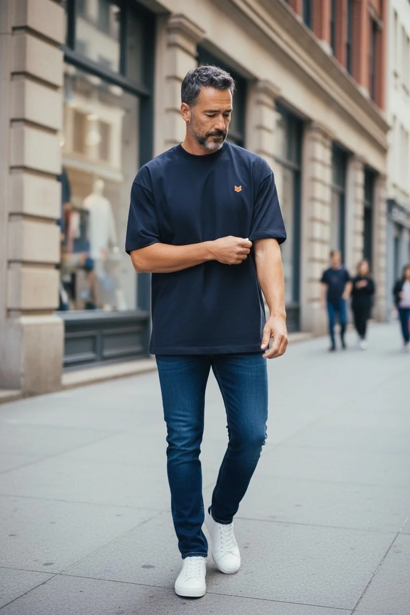 L’Intemporel, T-shirt oversize ivoire en coton bio 220 g avec broderie Teddy Fox au cœur