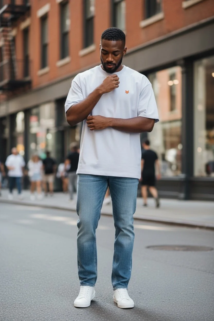 L’Intemporel, T-shirt oversize ivoire en coton bio 220 g avec broderie Teddy Fox au cœur