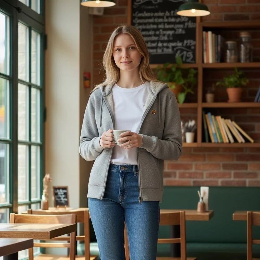 Hoodie zippé à capuche Teddy Fox – Doublure Sherpa écru