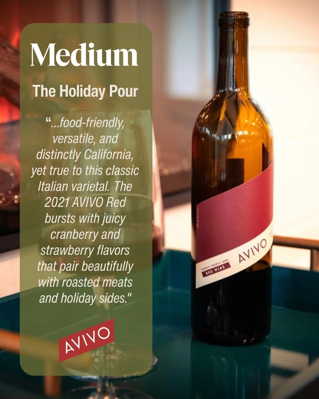 This holiday season, enjoy the 2021 AVIVO Red for wine that is 'food-friendly, versatile, and distinctly California.' Learn why the 2021 AVIVO Red will make your celebration sparkle in @tjbrunway's latest piece from @medium - link in bio.