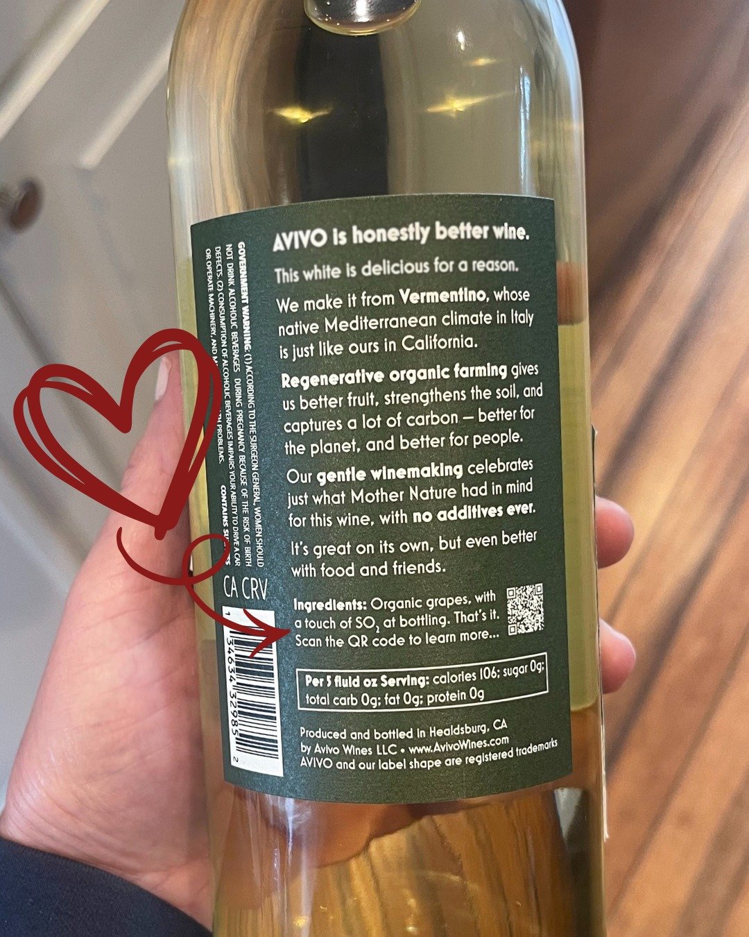 Ever look at a wine label and see... nothing? No ingredients, no story. AVIVO is all about transparency. Just certified organic grapes and minimal sulfur. That is it. We put it right on the bottle because you deserve to know