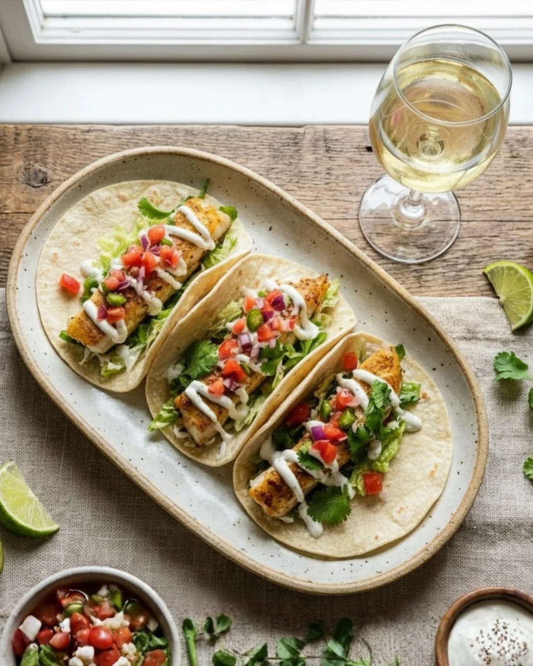AVIVO White and fish tacos.  Dinner is planned.  You're welcome. ☺️
While great on their own, our wines also pair particularly well with Mediterranean dishes of fresh seafood, veggies and spices.  Enjoy!