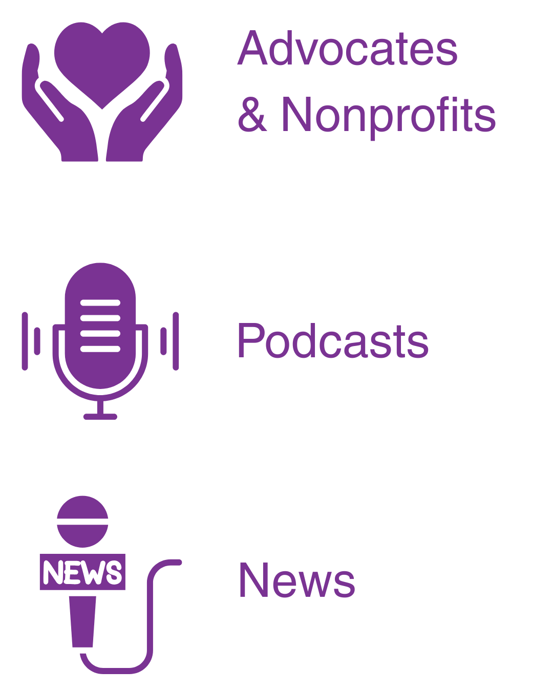 nonprofits, podcasts, and news