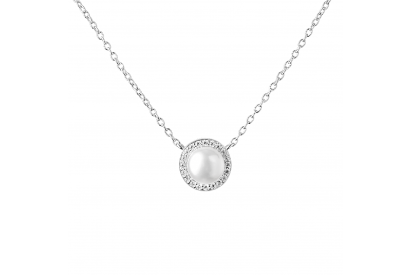 Eco-Elegance Pearl & CZ Halo Pendant