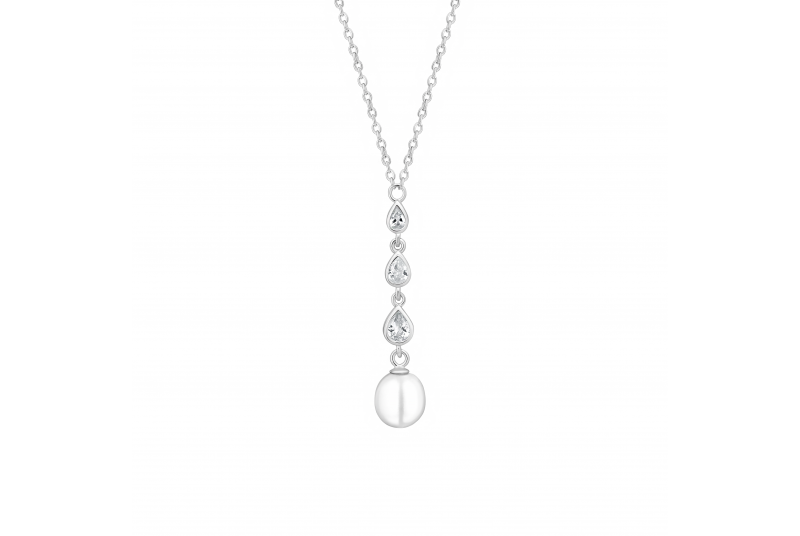 Eco-Elegance Pearl & Zirconia Drop Pendant