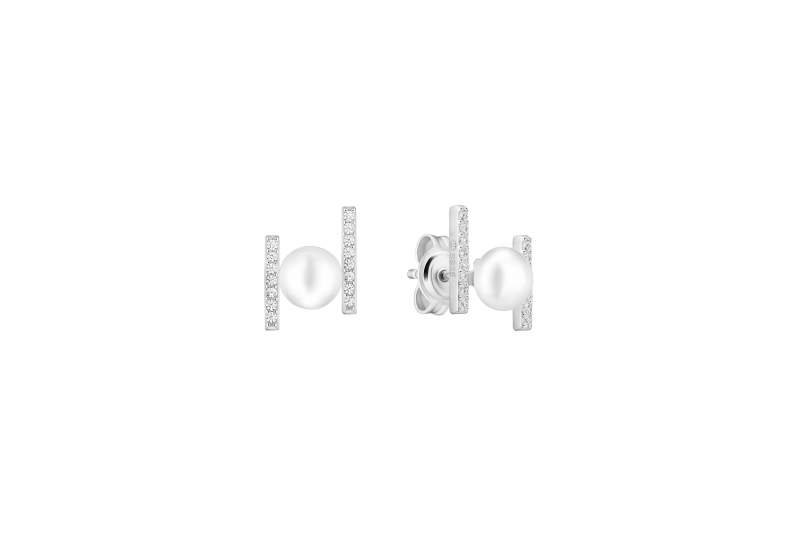 Eco-Luxe Floating Pearl and Zirconia Earrings