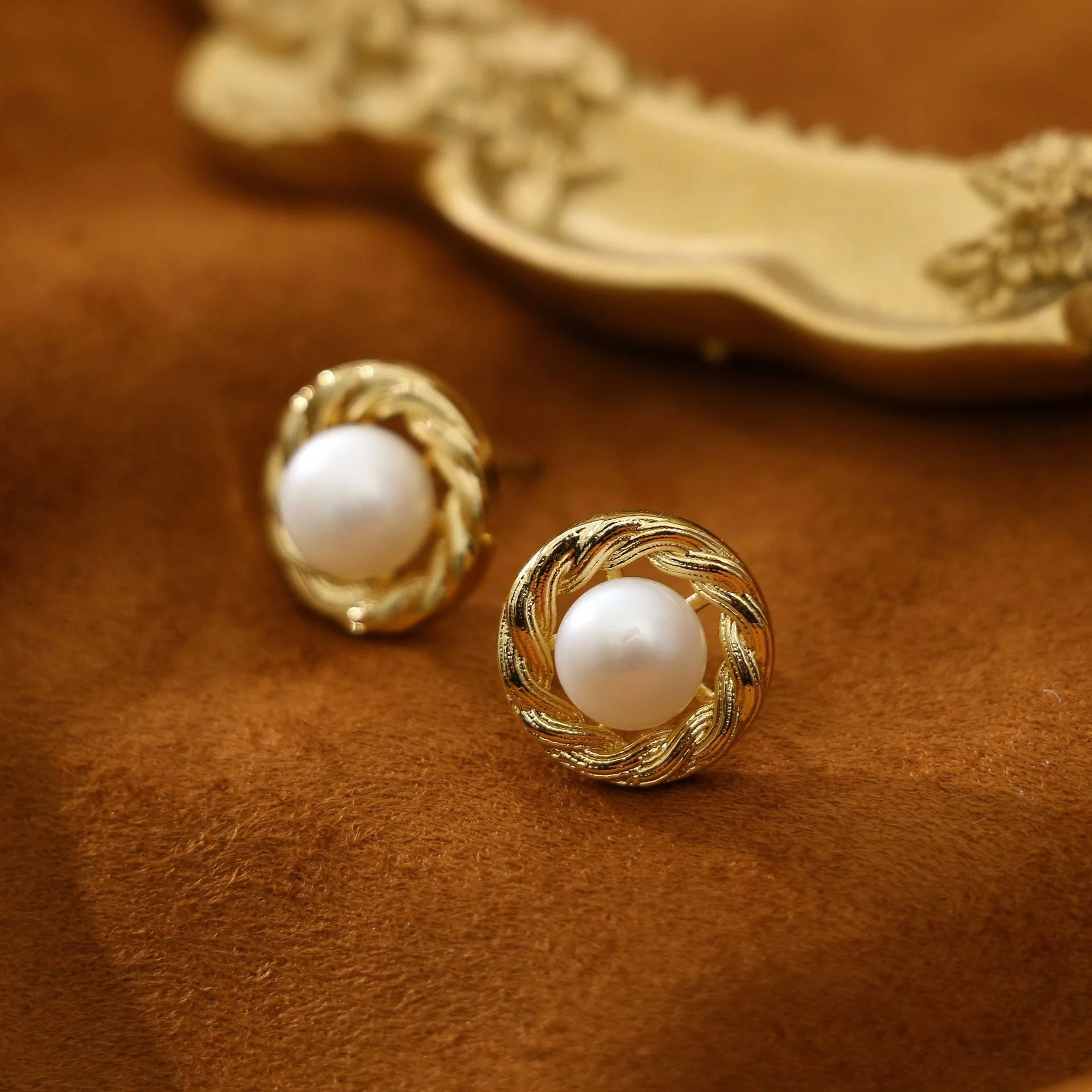 Recycled Silver Vintage Pearl Studs