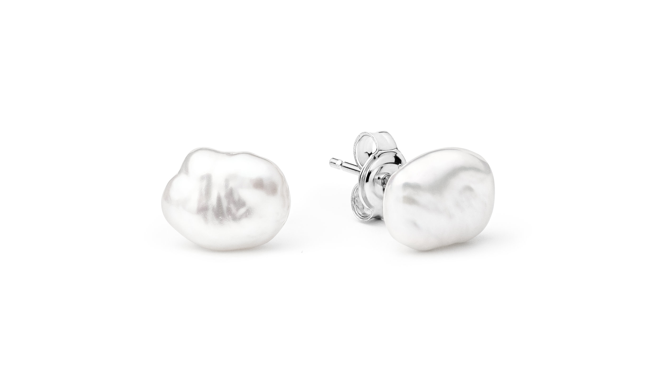 Eco-Chic Baroque Pearl Silver Studs