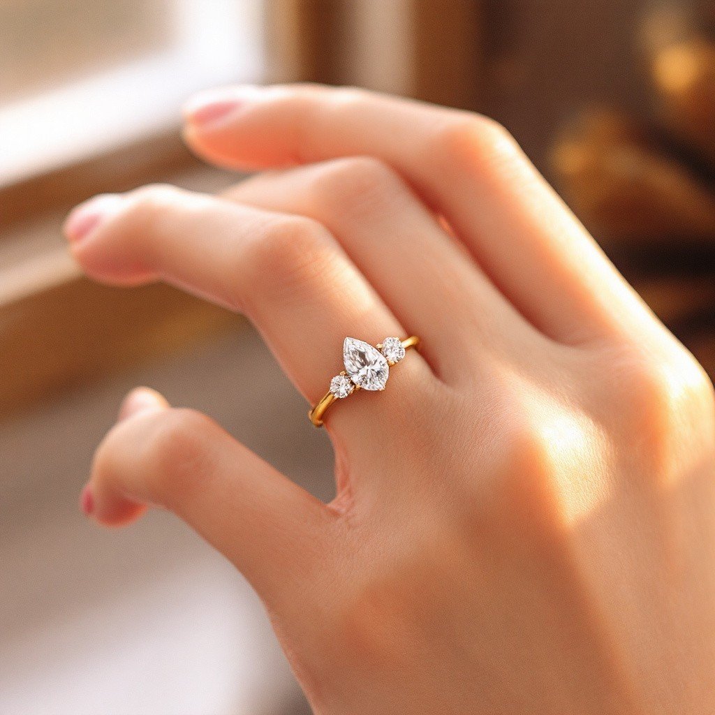 pear cut trilogy ring being worn-Photoroom.jpg
