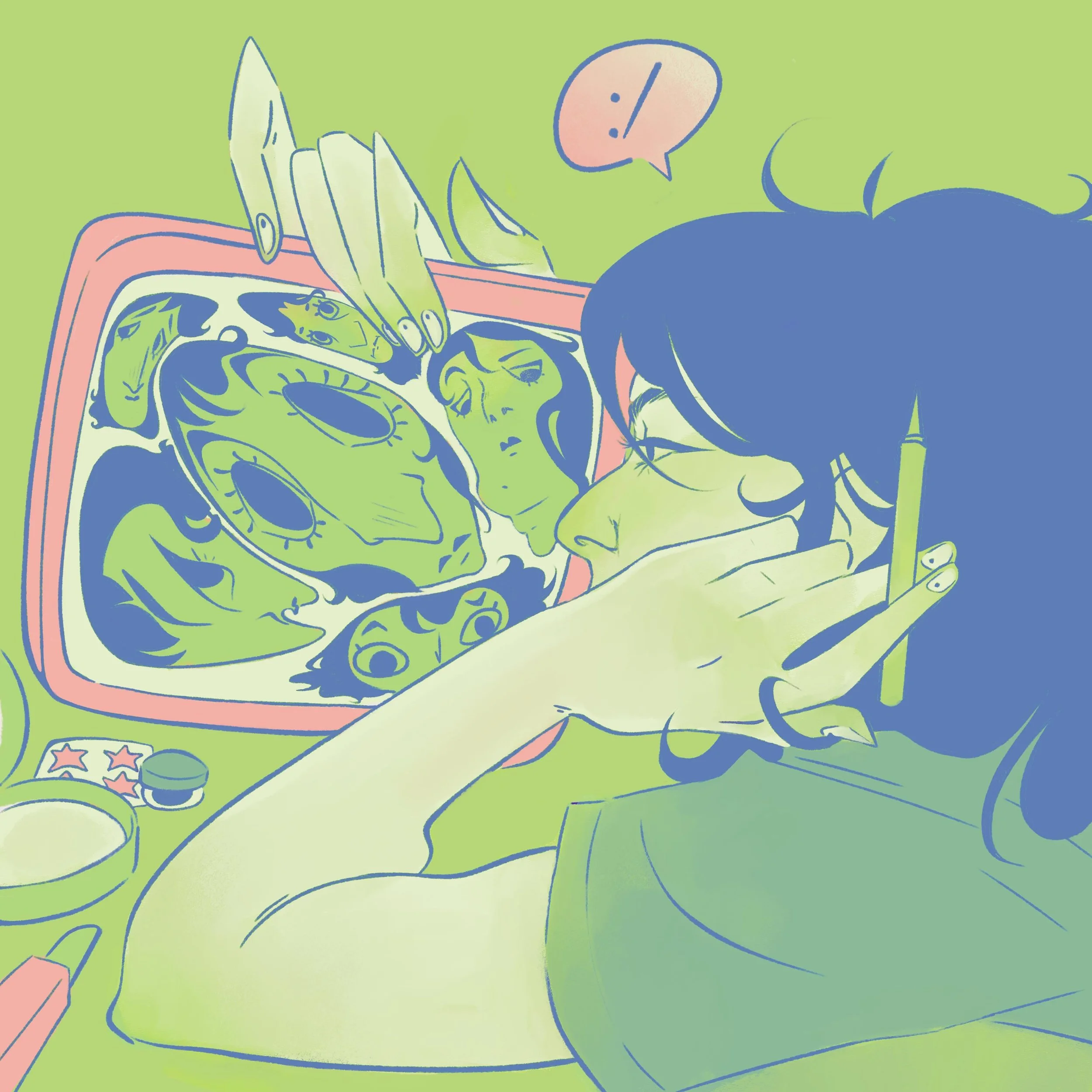 Not always a fan of the person in the mirror :/

.

#artistsoninstagram #illustration  #illustrationartists #digitalart #digitalillustration #procreate #procreateillustration #bodydysmorphia #facialdysmorphia #mirrorsshouldhaveatriggerwarning