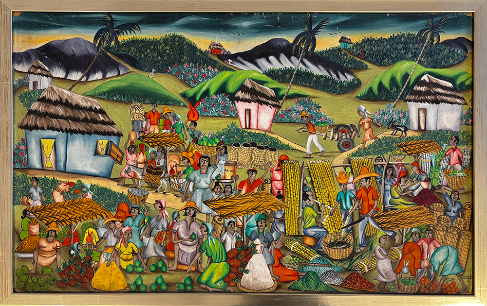 Josue Joseph - Village - oil on masonite -  60 x 90 cm